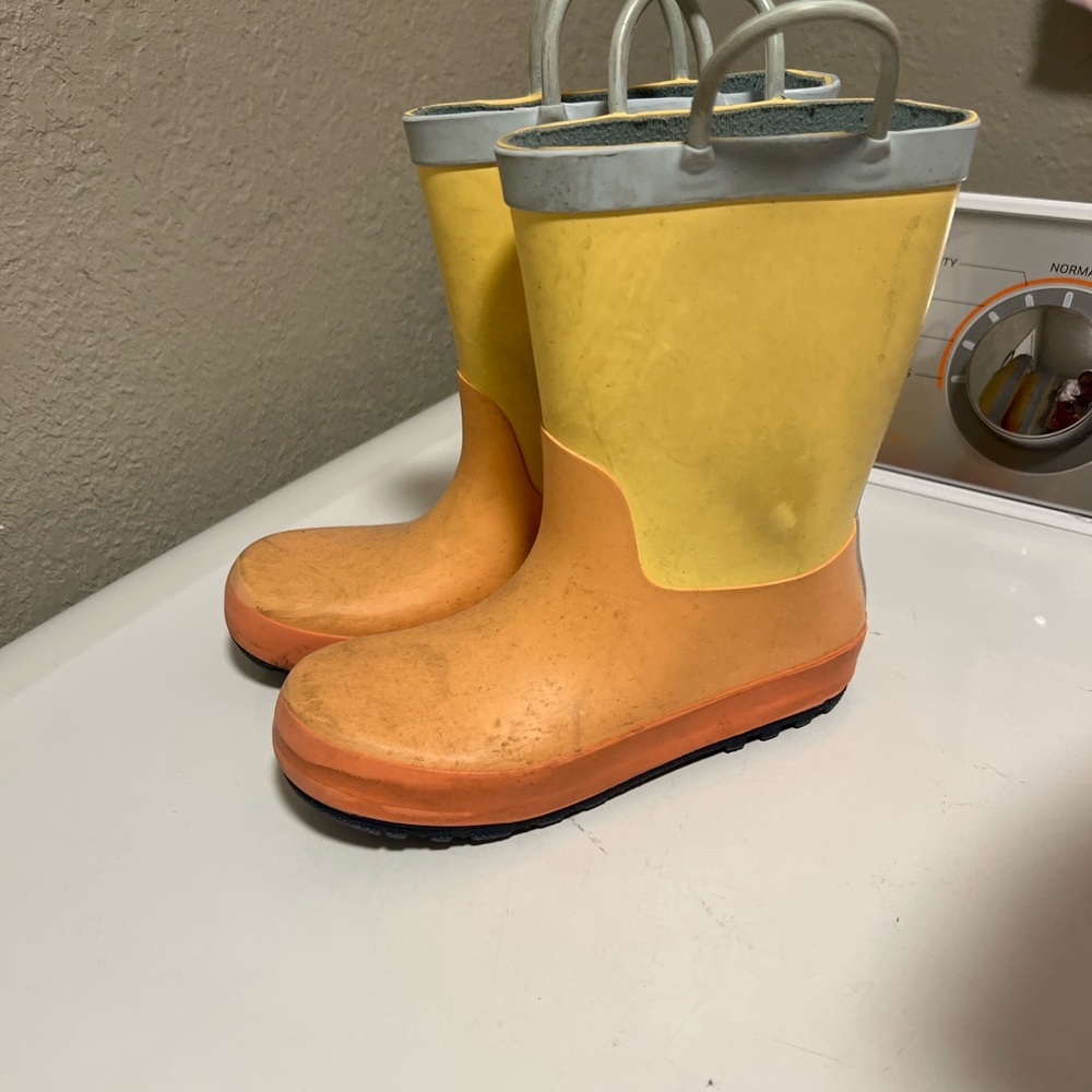 Kids' Orange and Yellow Rain Boots